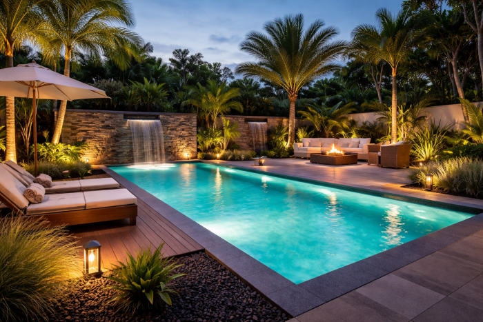 iluminação para piscina